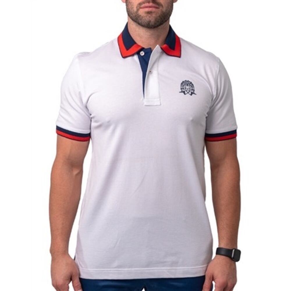 MACEOO POLO MOZART ANGLE TIP DARK WHITE Polo Shirt Size 4XL New
